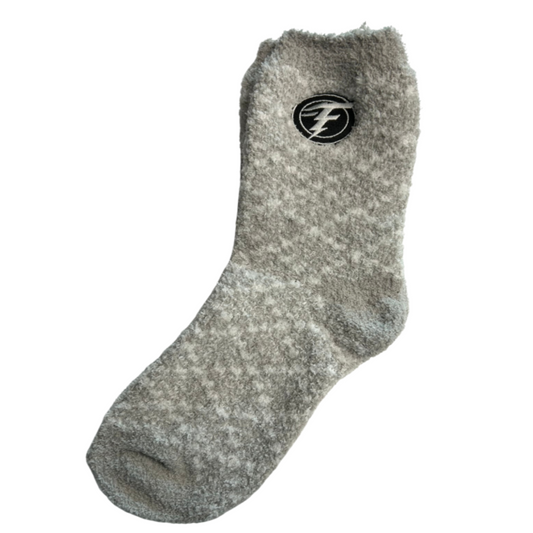 Fuzzy Crew Socks with Embroidered Logo